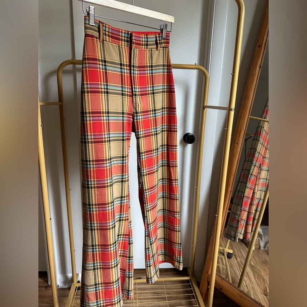 Free people Plaid High-Waisted Pants
